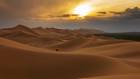 Beatiful landscape in desert at sunset, timelapse Stock Footage 125552349