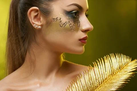 Beatiful model s side face. Stock Photos