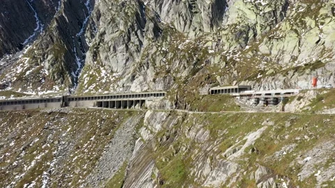 Beatiful road trip in Gotthard Pass in Switzerland Stock Footage 141060582