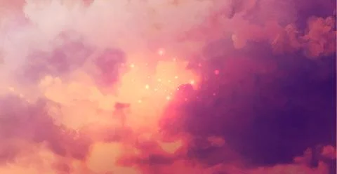 Beatiful Sky with Clouds Artistic Background. Craft Painting Landscape Stock Illustration