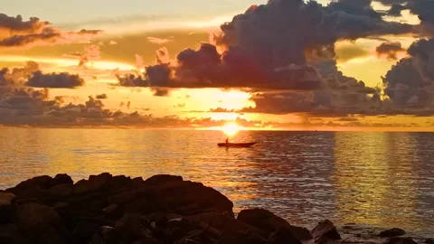 Beatiful sunset at Kota Kinabalu beach Stock Footage 312084423