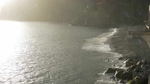 Beatiful sunset at Madeira Island coast Stock Footage 222599720