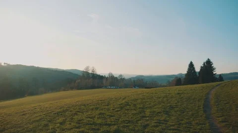 Beatiful Sunset over Field in Countryside | Golden Hour | HD Stock Footage 88480119
