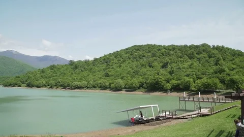 Beatiful view of Mountain lake resort and spa Stock Footage 77419199