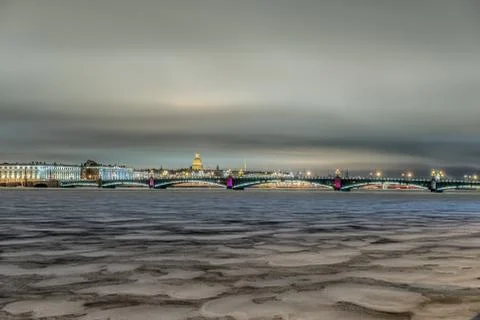 Beatiful view Neva river in Saint Petersburg, Russia Stock Photos