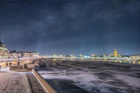 Beatiful view Neva river in Saint Petersburg, Russia Stock Photos