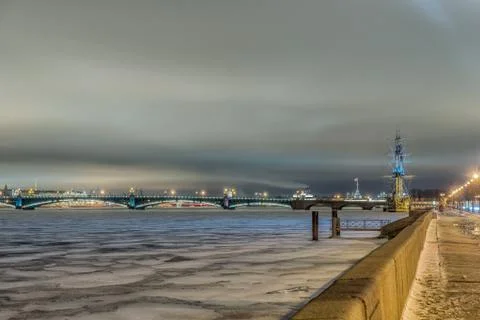 Beatiful view Neva river in Saint Petersburg, Russia Stock Photos