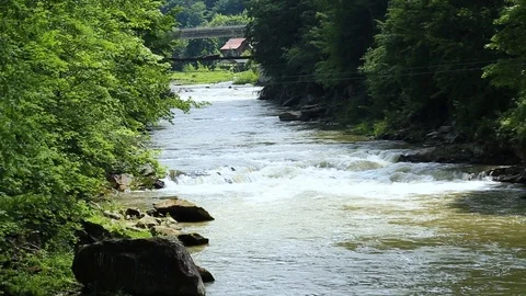 Beatiful view of the river in the mountains Stock Footage 94381350