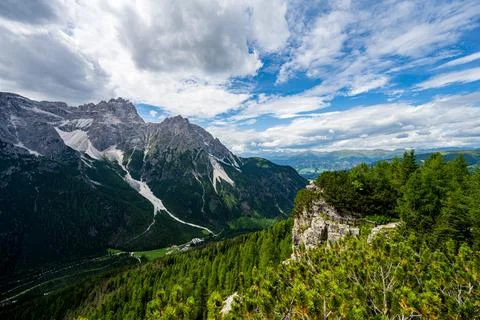 Beatiful view to the Sexten Dolomites Stock Photos