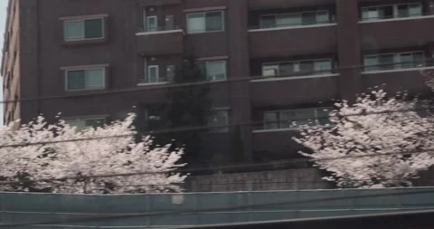 Beatiful view of the suburbs of Tokyo from Shinkansen bullet train window. A Video stock 133065203