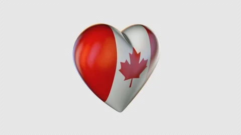 Beating 3D Heart With Canada Flag Loop Stock Footage 252021786