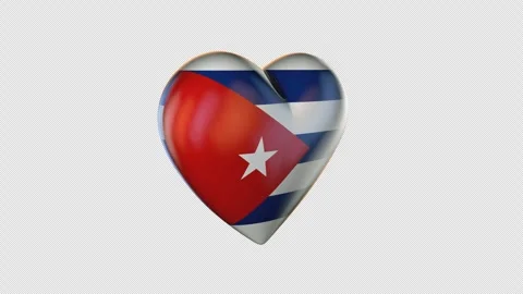 Beating 3D Heart With Cuba Flag Loop Stock Footage 252021993