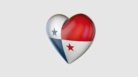 Beating 3D Heart With Panama Flag Loop Stock Footage 252022097