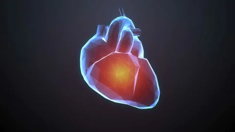 Beating 3d polygon heart. Human cardiovascular system, future medical. Stock Footage 99333448