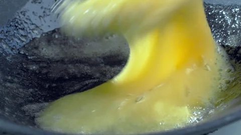 Beating eggs and sugar to make a sweet dish. Preparation of pancake batter. Stock Footage 266819668
