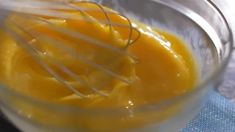 Beating of eggs in a bowl. Slow motion. 動画素材 106471433