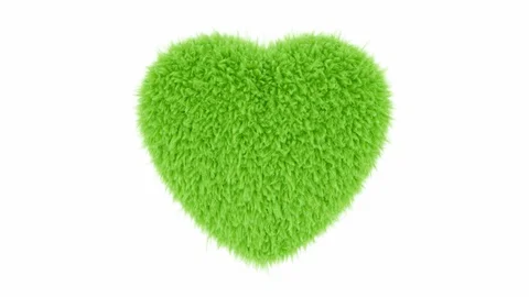 Beating fluffy green heart UHD 3D animation with alpha matte Video stock 101469853