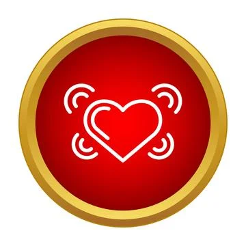 Beating heart icon on red button 스톡 일러스트