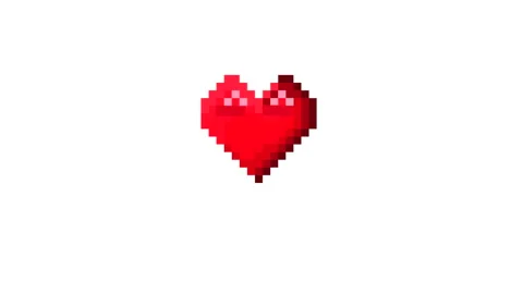 Beating heart - Pixel Art - 8bit - Retro videogame - white background Stock Footage 229495494