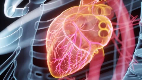Beating heart shows left anterior descending Stockbeeldmateriaal 345012789