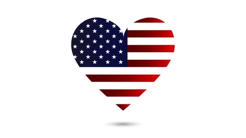 Beating heart with usa flag inside animation alpha channel animation Stock Footage 129813410