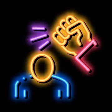 Beating man neon glow icon illustration Stock Illustration