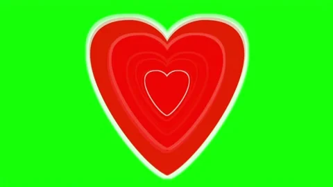 Beating red love hearts animation loop on green screen background Stock Footage 314161769