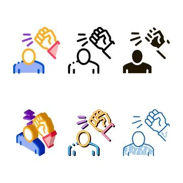 Beating stylized man icon vector outline Stock Illustration