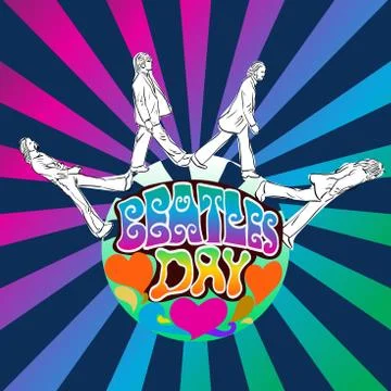 Beatles day, psychedelic style Vector Illustration Stock Illustration