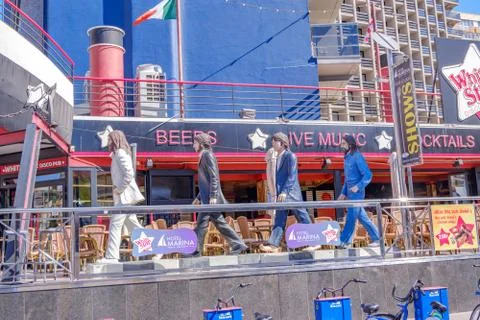 Beatles statues outside White Star Pub in Benidorm. Costa Blanca Spain Stock Photos