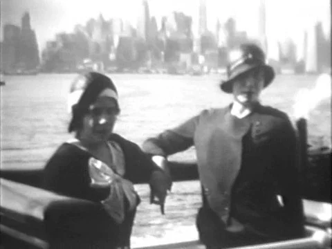 Beatrice Lewis is a passenger on an ocean liner in Brooklyn, New York, in 1932. Stock Footage