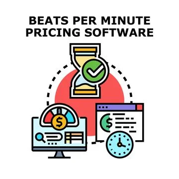 Beats per minute pricing software concept illustration Ilustración de archivo