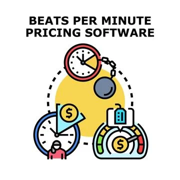 Beats per minute pricing software concept illustration Stock Illustration