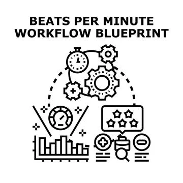 Beats per minute workflow blueprint optimizing process Stock Illustration