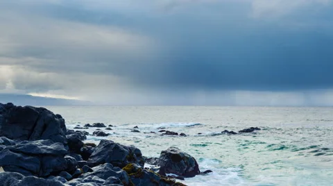 Beatuiful Stormy Time Lapse Over Ocean Stock Footage 55665000