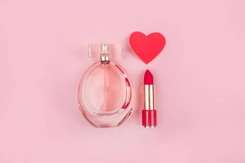 Beaty flatlay in pink Stock Photos