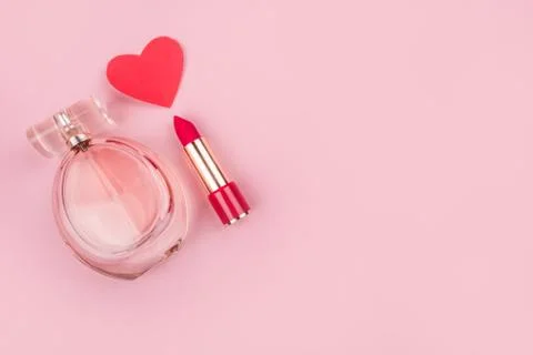 Beaty flatlay in pink Stock Photos