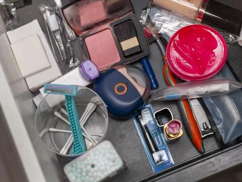 Beaty stuff in open drawer Stock Photos