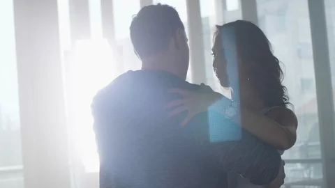 Beauiful slow motion moves of a couple dancing sensually Stock Footage 107478298