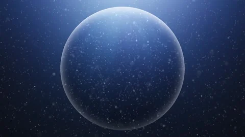 Beauitful loop slow motion snowfall with big glass sphere copy space Video stock 346887945