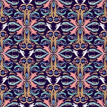 Beautful Baroque damask seamless pattern. Vector floral background wallpaper  Stock Illustration