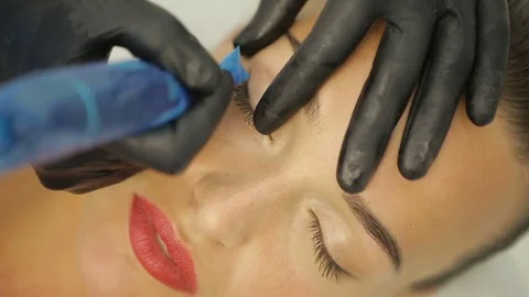 Beautician Making Artificial Lashes Stock Footage