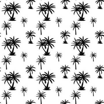 Beautifil Palm Tree Leaf  Silhouette Seamless Pattern Background Vecto イラスト素材
