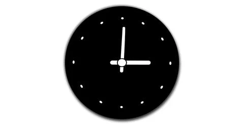 Beautiful 2d flat clock isolate on black background. Illustrazione stock