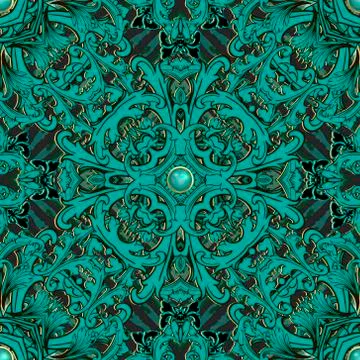 Beautiful 3d Baroque seamless pattern. Textured grunge ornamental background. Illustrazione stock