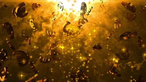 Beautiful 3D Euro Currency symbol in Gold color hovering Video stock 166320973