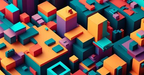 Beautiful 3d geometric texture background. Random colorful mosaic. hyper de.. Stock Illustration