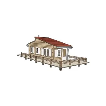 Beautiful 3D pile dwelling vector illustration isolated on white background. Stock Illustration