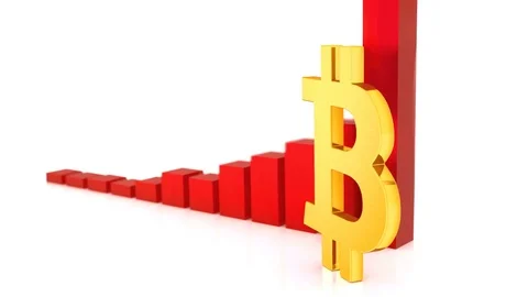 Beautiful 3D red graph of growth bitcoin in 2017 Stock Footage 83928724