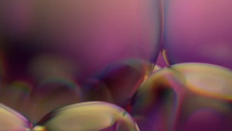 Beautiful 3d render of bubbles with abstract reflections. Flow modern colors. Stock Illustration